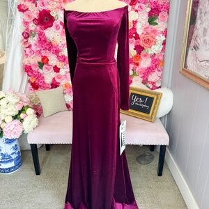 Morilee #21724 | Bordeaux Velvet Dress